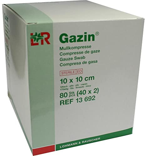 Gazin Kompressen steril 10 x 10 cm 12-fach 20 x 5 Stück Wundauflagen