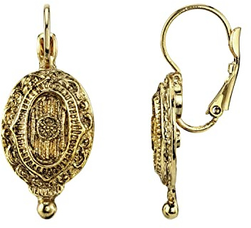 1928 Jewelry Baroque Insignia Oval Drop Earrings