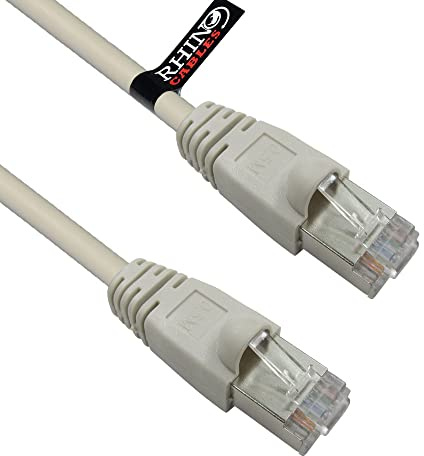 rhinocables Short CAT6 Gigabit Patch Cable – Full Copper Shielded RJ45 Lead for High-Speed Internet, Streaming, Gaming & Workstations | PoE Enabled (Grey, 5m) | PoE Enabled, Full Copper Shielded RJ45 Lead for High Speed Internet, Streaming, Gaming & Workstations