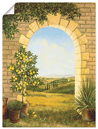 ARTland Wanddeko Poster & Kunstdrucke Wandposter 60x80 cm Fensterblick Toskana Landschaft Natur Malerei Torbogen Aussicht T4AK