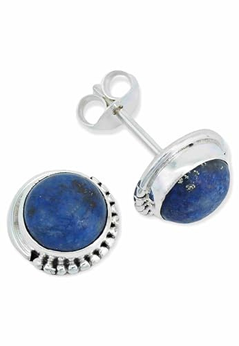 925 Silber Ohrstecker Damen | echtes Silber, verschiedene echte Steine zur Auswahl, handarbeit aus Indien, im Geschenkbeutel