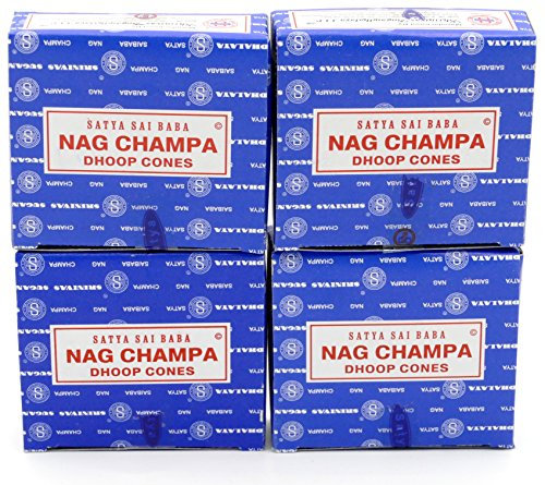 Satya Sai Baba Nag Champa cônes D 'Encens Nagchampa Lot de 48 Cônes, 4 packs = 44 cones
