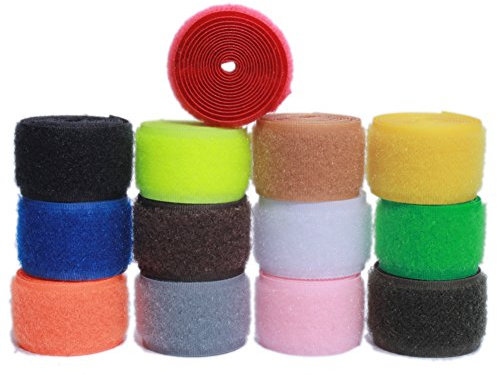 The Yard Klettband zum Aufnähen und Schleifen, Nylon, 2 Meter je Farbe, 1 Meter Haken und 1 Yard Loop) Pack of 13 Colors 2 Meter je Farbe (1 Yard Haken Seite + 1 Yard Loop Seite)