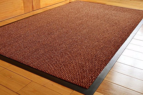 TrendMakers DOOR MATS MEDIUM (BEIGE & BLACK) BARRIER MAT RUBBER EDGED HEAVY DUTY NON SLIP KITCHEN ENTRANCE HALL RUNNER RUG MATS 60X80CM (2ft x 2ft 8) | POLYPROPYLENE PILE