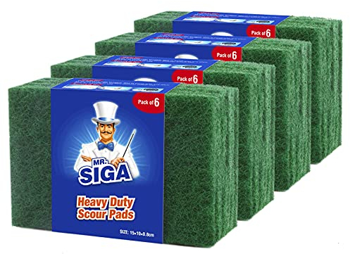 MR.SIGA Chiffons à récurer à Toute Preuve, Epurateur Domestique pour Cuisine, évier, Vaisselle, Lot de 24, 3.9 x 5.9 Pouce (10 x 15 cm), Vert