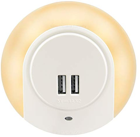 Plug in LED Night Light with 2 USB Port Charger 1w Warm White Automatic Sensor Dusk to Dawn Night Light for Bedroom Childrens Room Hallways Living Rooms A78B