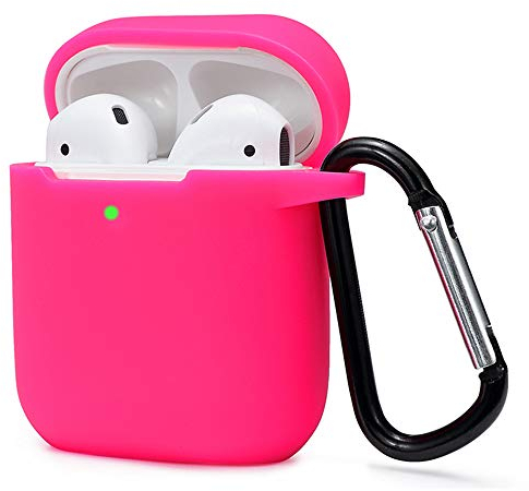 KOKOKA Custodia in Silicone da Appendere Compatiblile con AirPods 2 & 1, Custodia Protettiva per AirPods, Airpods Case Cover LED Anteriore Visibile Moschettone Portachiavi, Watermelon Red