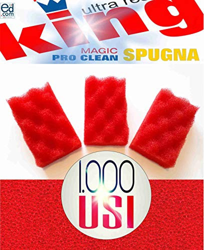 Evodreams 3 Spugne King Magic PRO Clean, per Uso Personale, Casa, Auto e Animali, Ultra Resistente e Non graffia, Anallergica e Antibatterica, Fatta in Italia (3)