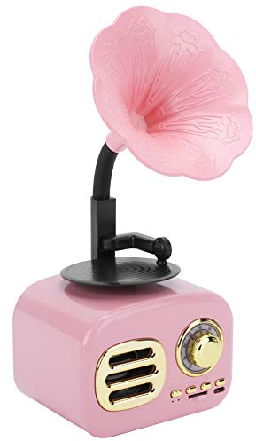 Goshyda Bluetooth-Lautsprecher, tragbarer -Phonograph Vintage Retro-Bluetooth-Lautsprecher, Metall-Multifunktions-USB-Lautsprecherbox-Ausrüstung für (Rosa)
