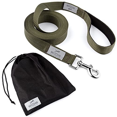 BedDog® Tyson Trainingsleine mit Aufbewahrungsbeutel, Lange Leine mit Handschlaufe, langlebige Schlepp-Leine, Hundeleine, Schwimmleine, robust 5m - Khaki