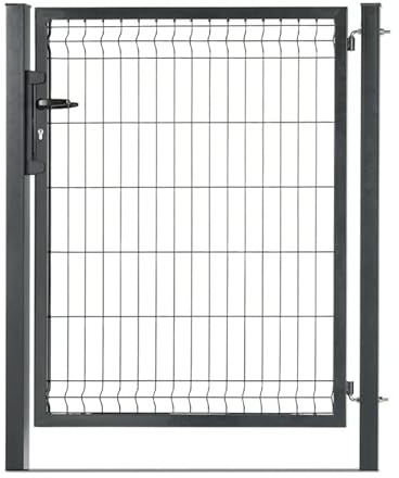 EASY CLOTURE Portillon grillagé en Acier galvanisé Maille 200 x 50 occultable Passage 1m x H 2m Gris Anthracite