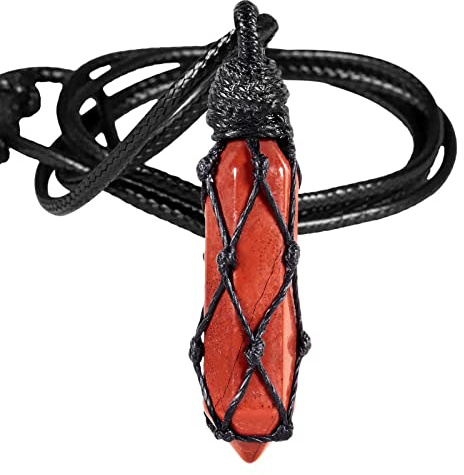 KYEYGWO Healing Crystal Points Pendant Necklace for Men Women | Hexagonal Crystal Necklace, Protection Necklace, Adjustable Waxed Cord, Daily Wear, Spiritual Crystal Gift for Women Men