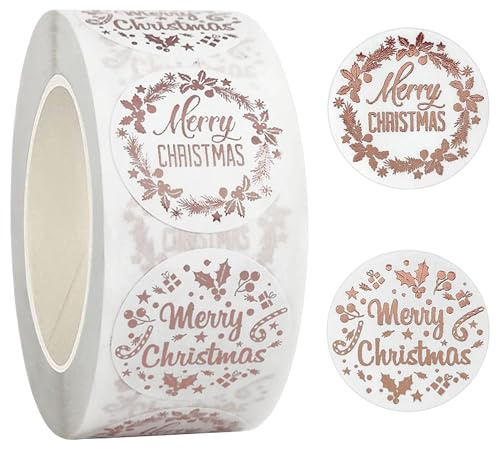 Merry Christmas Stickers Clear, 500 PCS Happy Christmas Stickers | Round Self Adhesive Presents Cards Tag Seals Label Scrapbooking Gift Craft Box Sticker Decals 1inch/2.5cm
