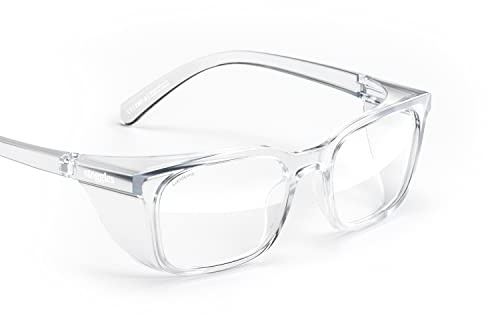 Stoggles Lunettes de sécurité rectangulaires en polycarbonate certifié Z87.1 - Ajustement bas - Anti-rayures et incassables - Verres bloquant la lumière bleue et les UV - Boucliers supérieurs et