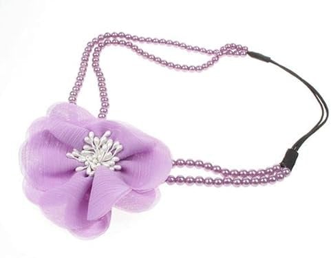 Lilac Floral Pearl Festival Headband Hair Elastic Bandeau Hair Band 1920 Flapper for Women Girls by Glitz4Girlz
