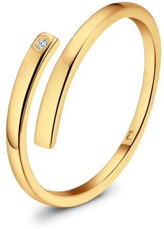 Bague en Argent 925 pour Femme - Brillant Plaqué Or - Bijoux Idéal pour Couple, Cadeaux Mère, Fille
