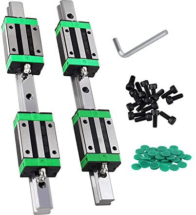 CNCMANS HGR20 Linearführung Set Linearschiene 2 Stücke HGR20-200mm Führungsschiene mit 4 Stück HGH20CA Linearlager Lagerblock + Linearführung Abdeckung C5 + M5*16mm Linsenkopfschraube