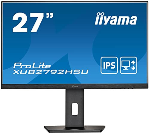 iiyama XUB2792HSU-B5 27 Inch IPS LCD with Slim Bezel, 4ms, Full HD 1920x1080,1x HDMI,1 x DisplayPort, 1 x VGA 2 x USB, 2 x 2W Speakers, HA Stand