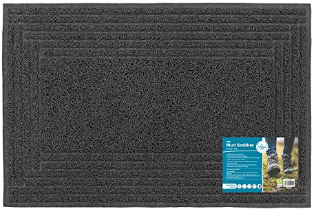 JVL Mud Grabber Spaghetti Scraper Doormat, 40x60cm, Grey Border