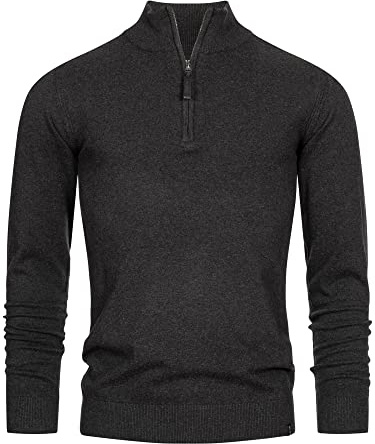 Indicode Herren Gore Strickpullover aus 80% Baumwolle mit Stehkragen | Klassischer Herrenpullover für Business und Freizeit, Strickpulli, Troyer, Freizeitpullover, Basic Pullover für Männer