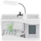 Aquarium-Set, 5 V, Multifunktionales USB-wiederaufladbares Mini-Aquarium Mit Uhrfunktion, LED-Licht, Aquarium-Set Und Dekoration(Weiss)