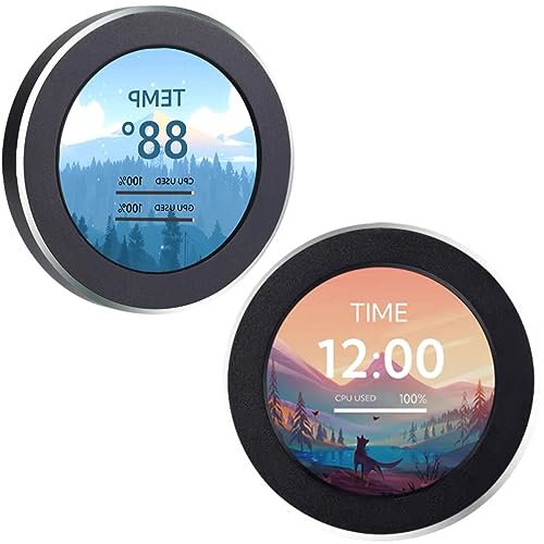 Bewinner Écran LCD Refroidisseur de Liquide - Écran D'ordinateur Secondaire Rond IPS 2,1 Pouces, écran Refroidisseur d'eau 480x480 Multifonctionnel pour Châssis de Bureau