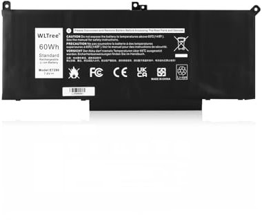 WLTree 7.6V 60Wh Batterie F3YGT pour Dell Latitude 12 7000 7280 7290 Latitude 13 7000 7380 7390 P29S002 Latitude 14 7000 7480 7490 P73G002 Serie DM3WC DM6WC 2X39G KG7VF 451-BBYE 453-BBCF Battery