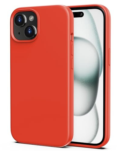 TIIXXA Silicone Case for iPhone 15 Case,Soft Ultra Slim Protective Shockproof Liquid Silicone Phone Case, Anti-Scratch Microfiber Lining, 6.1 Apricot