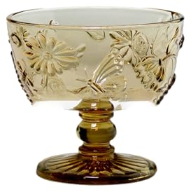 CAPIJIONG 200-300ml Style Européen Verre Coloré Crème Glacée Dessert Coupe Vintage Relief Ménage Crème Glacée Fruits Salade-Bol à Crème Glacée Champagne