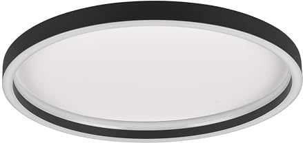 Reality Leuchten LED Deckenleuchte Rotonda R64502132, Metall Schwarz matt, Kunststoff, inkl. 20 Watt LED