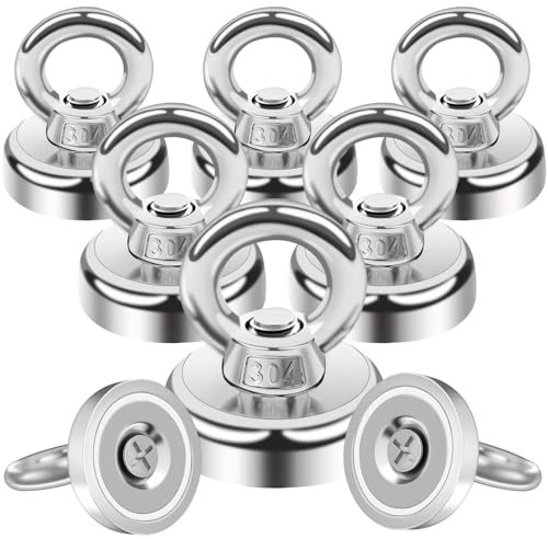 MIN CI 8pcs Magnethaken Extra Stark, 16mm Neodym Magnete Extra Stark Zugkraft 12kg Ösenmagnet Magnete Haken, Rund Magnet mit Öse Magnetisch Haken für Aufhängen Kreuzfahrt Eisentüren Topfmagnet