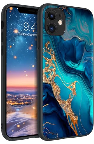 GaoBao iPhone 11 Case - Shockproof, Slim Fit Glow in The Dark Hybrid Hard PC Back Soft TPU Bumper Protective Anti-Slip Case for iPhone 11 6.1, Gold/Marble