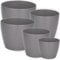 PECZEKO Lot de 5 Pots Brillants pour Fleurs et Plantes, 12/13/15/18/21 cm, en Plastique pour Grandes et Petites Plantes, Pot à Herbes, Gris
