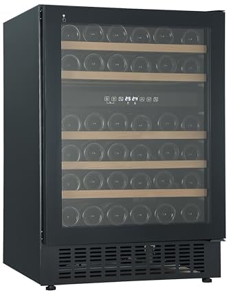 Wolkenstein UWTS129-46ED Unterbau Weinkühlschrank | 46 Flaschen | 2 Temperaturzonen | Einbaubreite 60 cm | Buchenholz | LED-Beleuchtung | Touch Control
