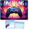 beriluDesign 12 Einladungskarten zum Kindergeburtstag mit Umschlägen - Gamer Party Jungen & Mädchen - Geburtstagseinladung
