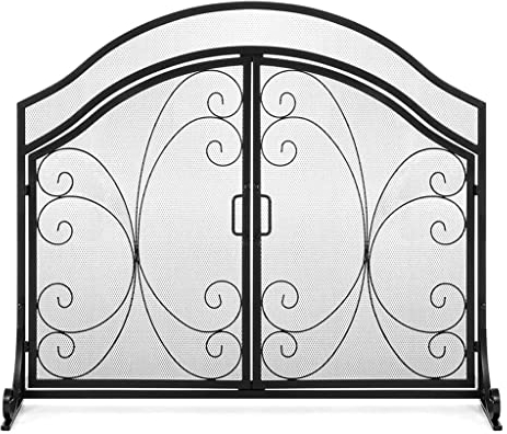 Kaminschutzgitter, schmiedeeiserne Kamin-Vorderschutzwand, Trennwand mit Tür, Funkenschutz, Kamindekoration, Boden, Ofen, Zaun, Haushalt, 39,3 × 33 cm. 4-Zoll-Kaminschutz für den Innenbereich, na