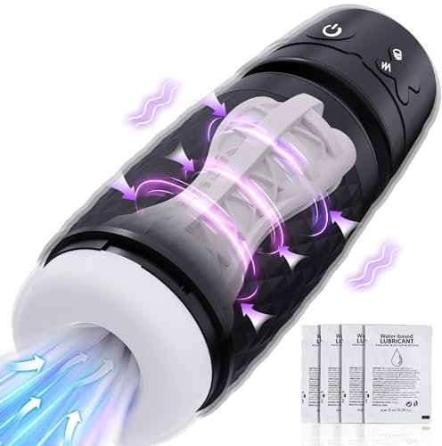 Masturbieren für Männer, Sex Spielzeug für die Männer mit Vibration und Saugmodi,Elektrischer Masturbator Cup 3D Realistische Vagina Sexspielzeug Taschenmuschi Penis Masturbatoren Schwarz