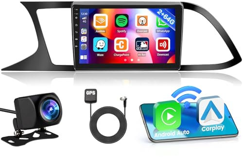 Inefala 2G/64G 9 Touchscreen Autoradio für Seat Leon MK3 2013-2019, Radio Android GPS mit Wireless Carplay, Android Auto, Mirror Link, WiFi, RDS/FM, USB, SWC, Mikrofon, Rückfahrkamera