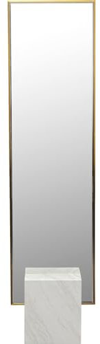 Kare Design Standspiegel Hulda, Gold, Spiegel, Ankleidespiegel, mit Rahmen, Marmor Standfuß, Schlafzimmer, Flur, 180x46 cm (L/B)
