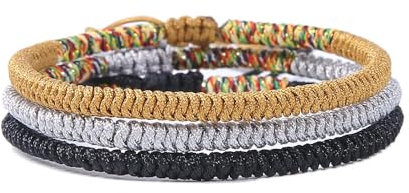 APMGONT Bracciale In Corda Intrecciata, Bracciali In Corda Con Nodi Regolabili, Bracciali Dell'Amicizia In Tessuto Intrecciato, Bracciali In Corda Regolabili, Bracciale Tibetano Con Portafortuna (D)