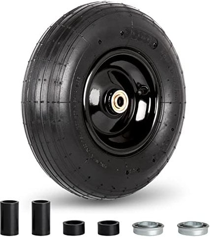 Namzi 4.00-6 Tire and Wheel, 13 Wheelbarrow Pneumatic Tire, with 1.75 Centered Hub, 5/8 Axle Bore Hole, Sealed Bearings for Wheelbarrows Trolley Dolly Garden Wagon Gorilla Cart Wheel Replacement