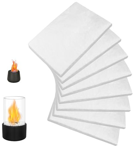 8 Piezas Lana de Ceramica Bioetanol, 30x20cm Esponja de Lana Cerámica Reemplazo Aislamiento de Fibra Cerámica para Fogatas de Mesa para Prolongar el Tiempo de Combustión