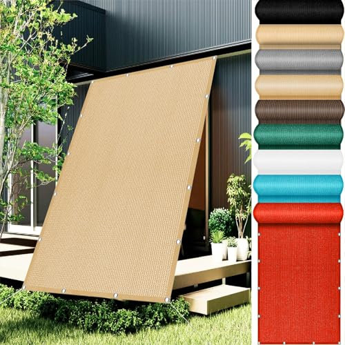 Parasol de jardin rectangulaire respirant - 210 x 350 cm - Jaune sable - Bloque 98 % des UV - Pour jardin, balcon et extérieur - Protection solaire