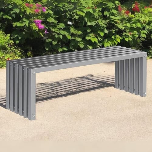 DanDiBo Gartenbank Wetterfest Metall Edelstahl Massiv 115 cm Sitzbank Outdoor Garten 96607 Parkbank Lamellenbank