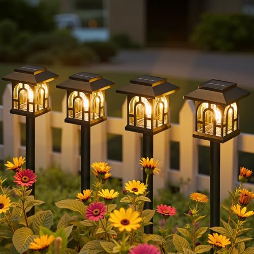NEEMO 4 Stück Solarlampen für Außen Garten, Vintage Solarleuchten für Außen mit Warmweiß Wolfram, IP65 Wasserdicht Solar Gartenleuchten für Außen Terrasse Rasen Hof Balkon Deko