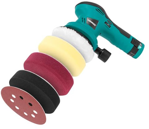 VONROC Poliermaschine 12 V – Ø 125 mm – Double Action – 2-in-1: Polieren und Schleifen – inkl. Akku, USB-C-Kabel, 4 Polierscheiben und Schleifpapier