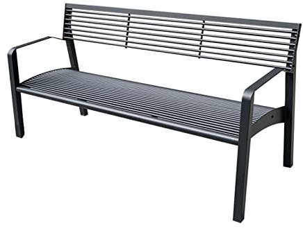 Outdoor-Parkbank mit Rückenlehne und Armlehnen, wetterfest und korrosionsbeständig, Metall, Terrassenstuhl für Rasen, Plätze und Terrassen, 120 x 54 x 78 cm