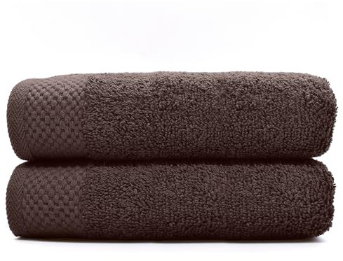 HIPERMANTA Pack de 2 Toallas Algodón 100%. 500 gr/m2. (2 Toallas Lavabo 50x90) Alta Absorcion. Toallas Suaves y Resistentes. Color Chocolate