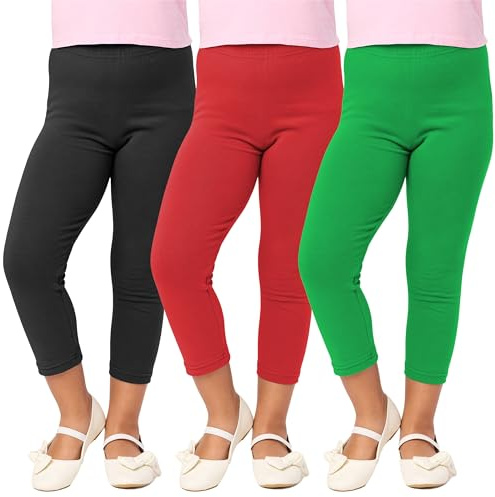 Merry Style Mädchen 3/4 Leggings aus Baumwolle MS10-226 (Schwarz/Rot/Grün, 158 cm)