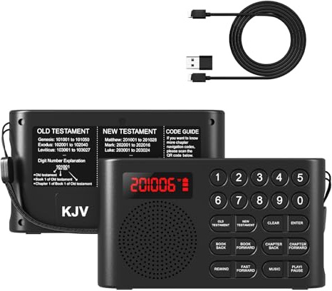 SavvyBloom KJV Audio Bible Player, Electronic Talking Audio Bible KJV Player with New & Old Testament for Easy to Travel with and Listen Words Anytime, King James Version